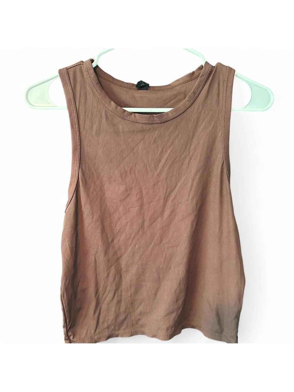 Cotton on BODY Ribbed Crop Tank Top - Brown - XL